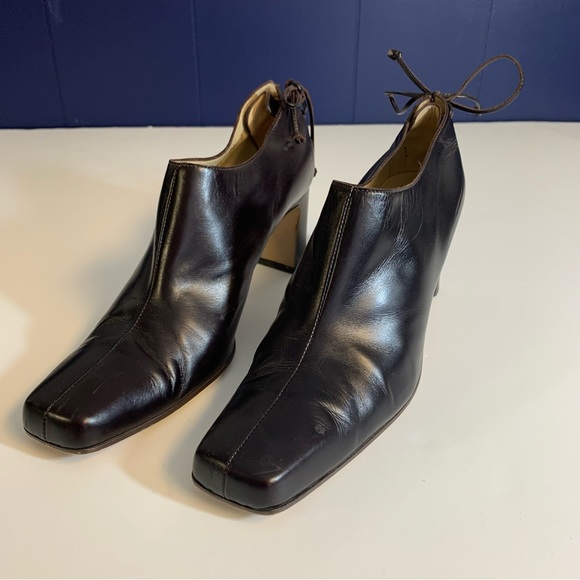 Bottega Veneta Brown Leather Heel Lace Ankle Shoes Boots Size 10 - Picture 2 of 15